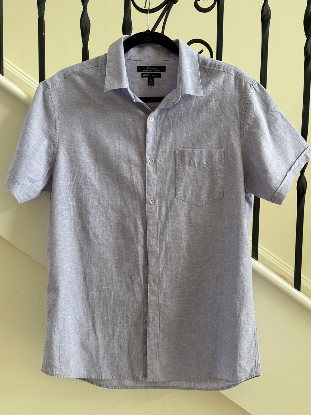 Marc Anthony Light Lavender Short-Sleeve Button-Down Shirt